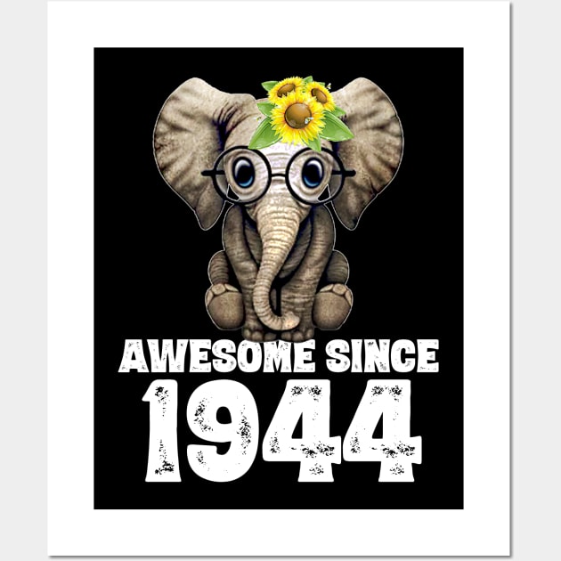 Awesome since 1944 76 Years Old Bday Gift 76th Birthday Wall Art by DoorTees